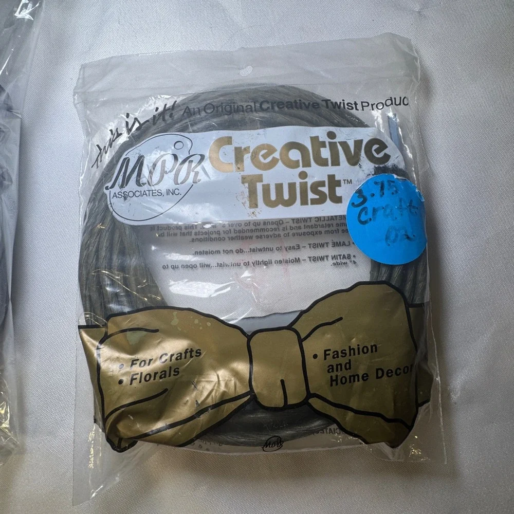 MPR Creative Twist Paper Ribbon Lot 5pc Hunter Green Navy Cream Craft Cord